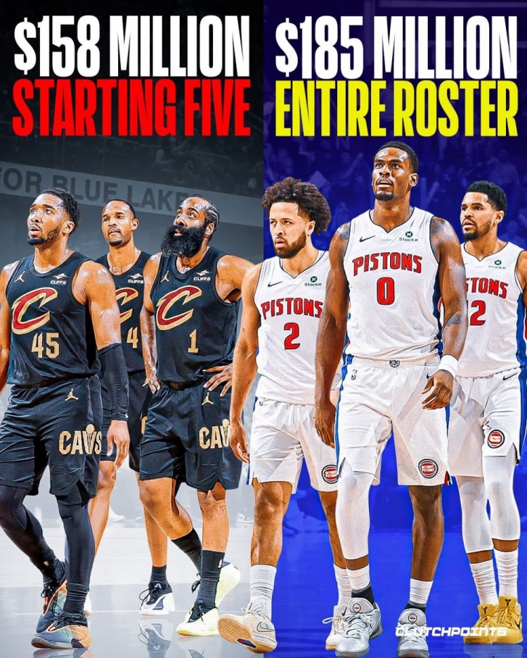 开云移动端-美媒晒图:骑士首发本赛季薪资合计1.58亿 只比活塞全队少2700万